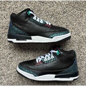 Nike Air Jordan 3 Retro Black Hyper Jade Red Size 5 Youth (Size 6.5 Women's)